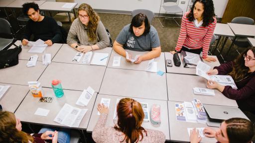 North Central College students discussion at round table