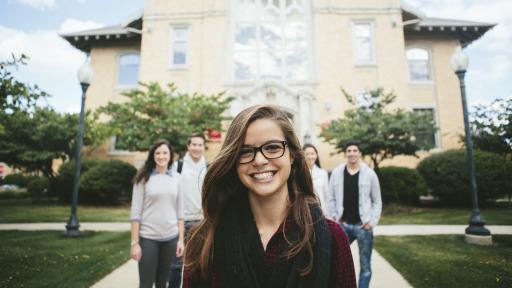 student on campus